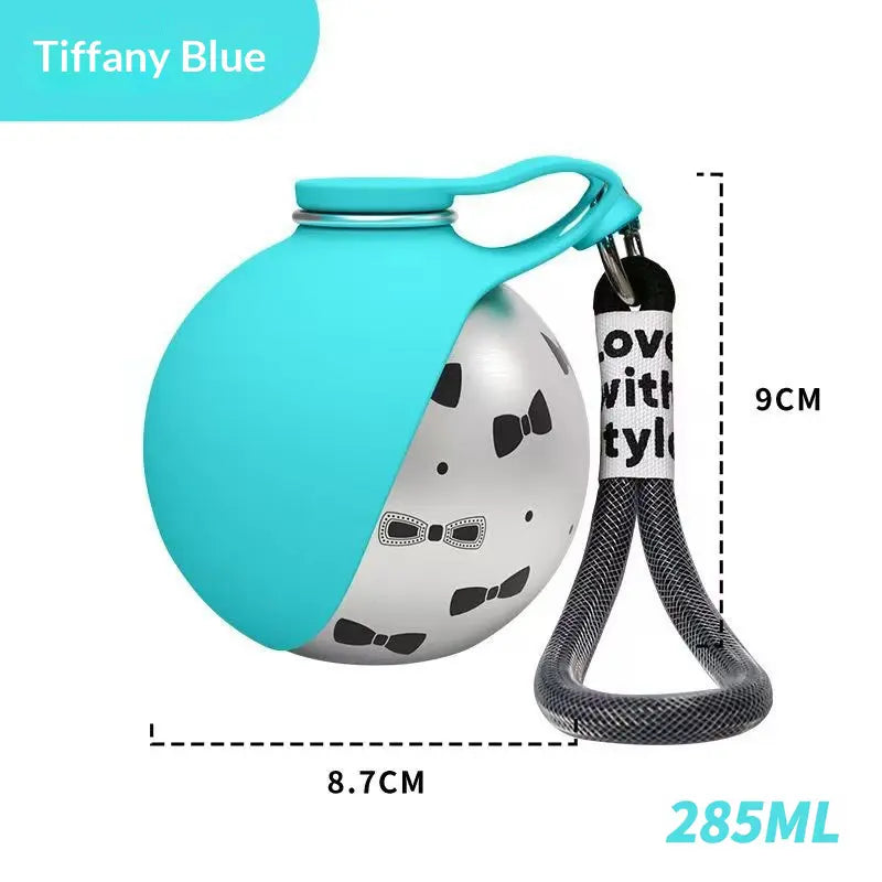 Portable 2-In-1 Dog Water Bottle with Stainless Steel Dispenser and Silicone Bowl, 10oz Leak-Proof Design for Travel, Hiking, and Walking