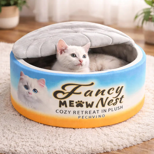 Covered Cat Bed - 19.7" Cozy Hideaway with Soft Lid Design for Indoor Cats and Kittens