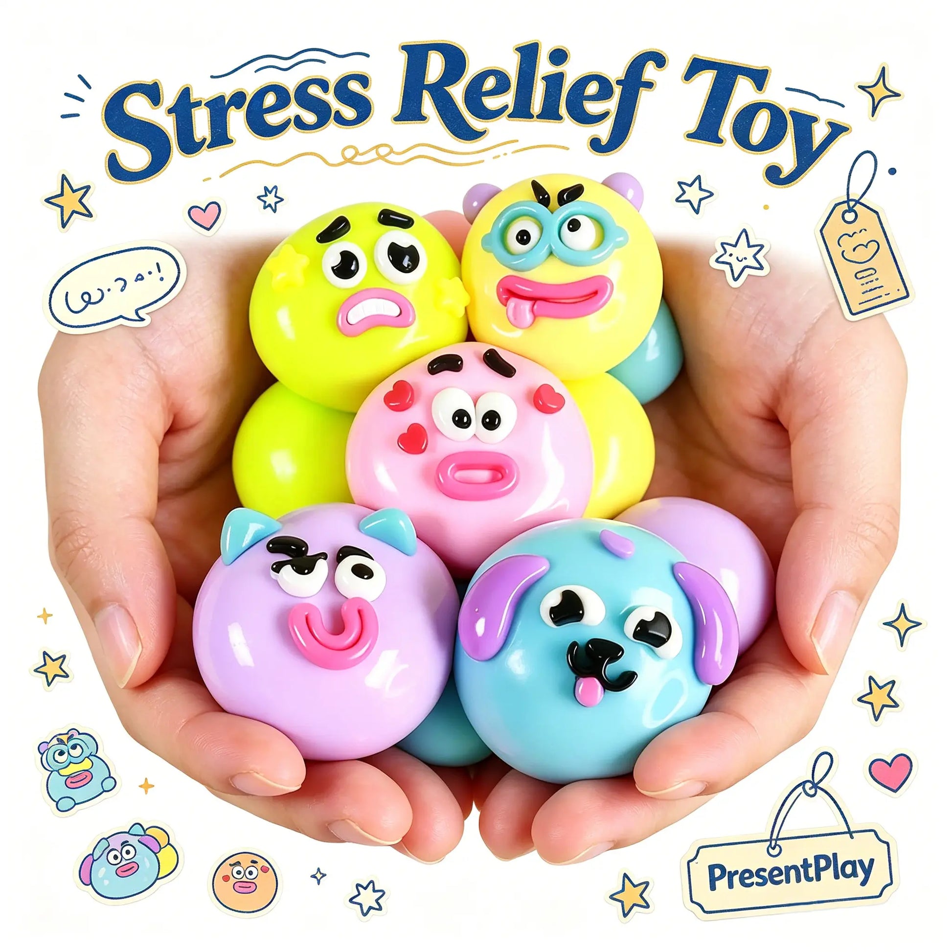 Curiosities Smushers Dog Face Swap Squishy Toy - Soft, Moldable, Slow-Rise Sensory Fidget Toy for Anxiety & Stress Relief, Tactile Play with Interchangeable Faces