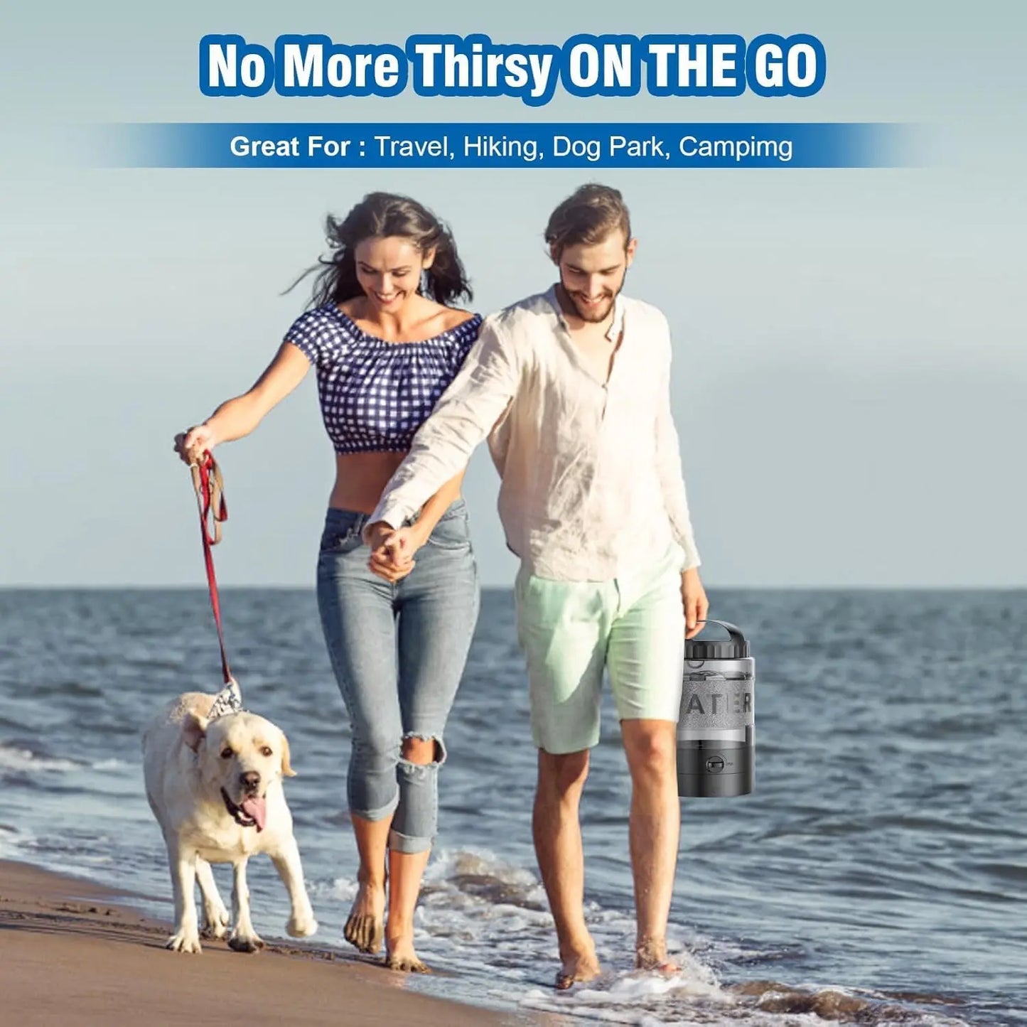 Portable 95oz Dog Water Bowl Dispenser - Ideal Travel Water Bottle for Outdoor Activities, Camping, Hiking, and Walking Essentials