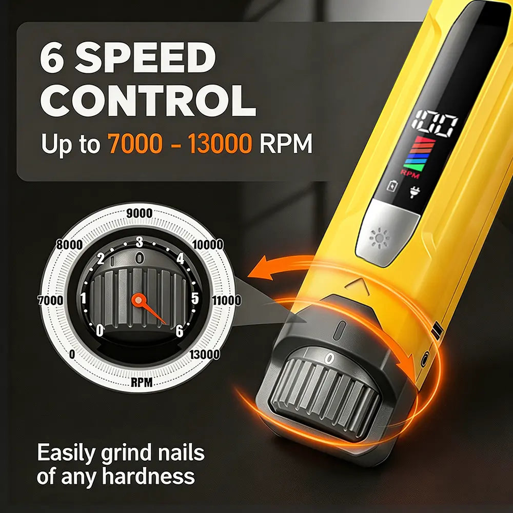 TIKOCAT Pet Nail Grinder,Ultra Quiet Electric Grooming Tool with 4 LED Lights, Safe & Stress-Free for Sensitive Dogs Cats of All Breeds & Sizes, 3 Grinding Bits, 6-Speed,Pet Nail Trimmers, Rechargeable Painless Grooming Trimmer with Dust Cup (Yellow)