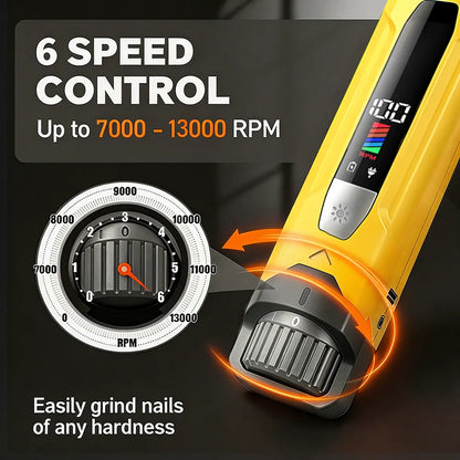 TIKOCAT Pet Nail Grinder,Ultra Quiet Electric Grooming Tool with 4 LED Lights, Safe & Stress-Free for Sensitive Dogs Cats of All Breeds & Sizes, 3 Grinding Bits, 6-Speed,Pet Nail Trimmers, Rechargeable Painless Grooming Trimmer with Dust Cup (Yellow)