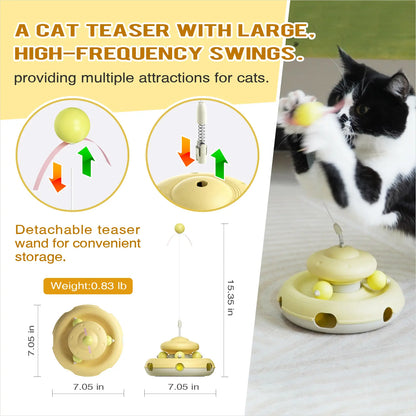 KADTC Interactive Cat Toys for Indoor Cats - Feather Teaser Wand and Tracking Balls for Boredom Relief and Enrichment Activities
