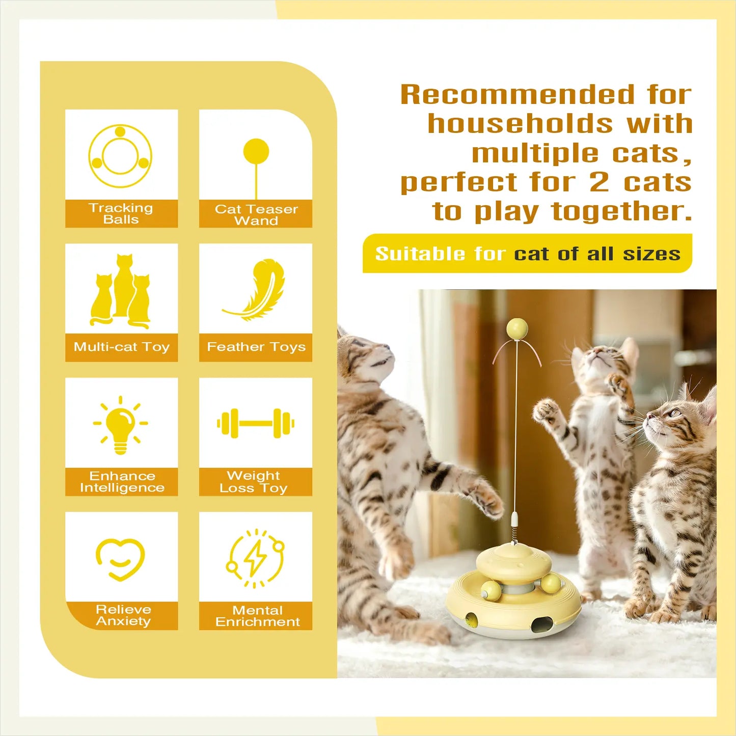 KADTC Interactive Cat Toys for Indoor Cats - Feather Teaser Wand and Tracking Balls for Boredom Relief and Enrichment Activities