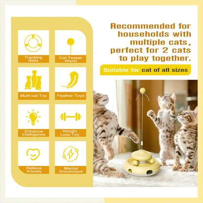 KADTC Interactive Cat Toys for Indoor Cats - Feather Teaser Wand and Tracking Balls for Boredom Relief and Enrichment Activities