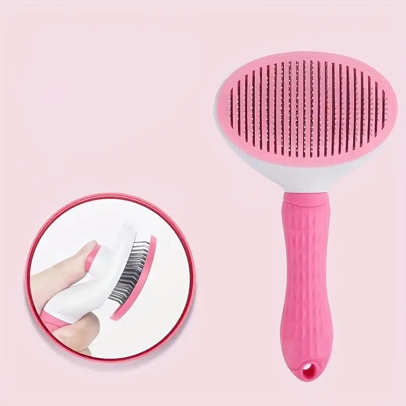 Pet Hair Removal Comb, 1 Count Pet Grooming Brush, Deshedding Tool, One-Click Cleaning Pet Hair Remover, Dog & Cat Grooming Supplies, Dog & Cat Accessories, Groomer Tools