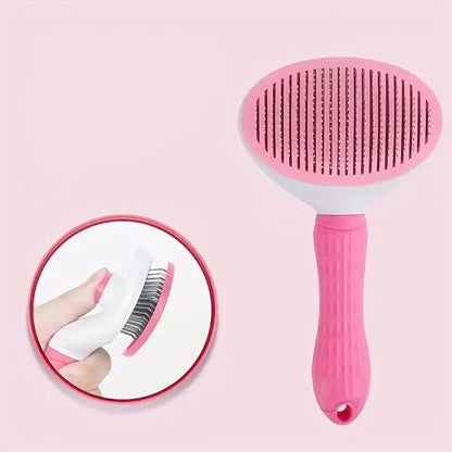 Pet Hair Removal Comb, 1 Count Pet Grooming Brush, Deshedding Tool, One-Click Cleaning Pet Hair Remover, Dog & Cat Grooming Supplies, Dog & Cat Accessories, Groomer Tools