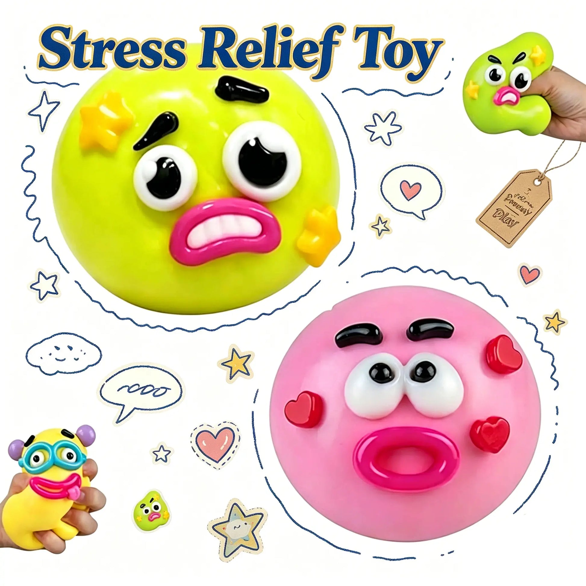 Curiosities Smushers Dog Face Swap Squishy Toy - Soft, Moldable, Slow-Rise Sensory Fidget Toy for Anxiety & Stress Relief, Tactile Play with Interchangeable Faces