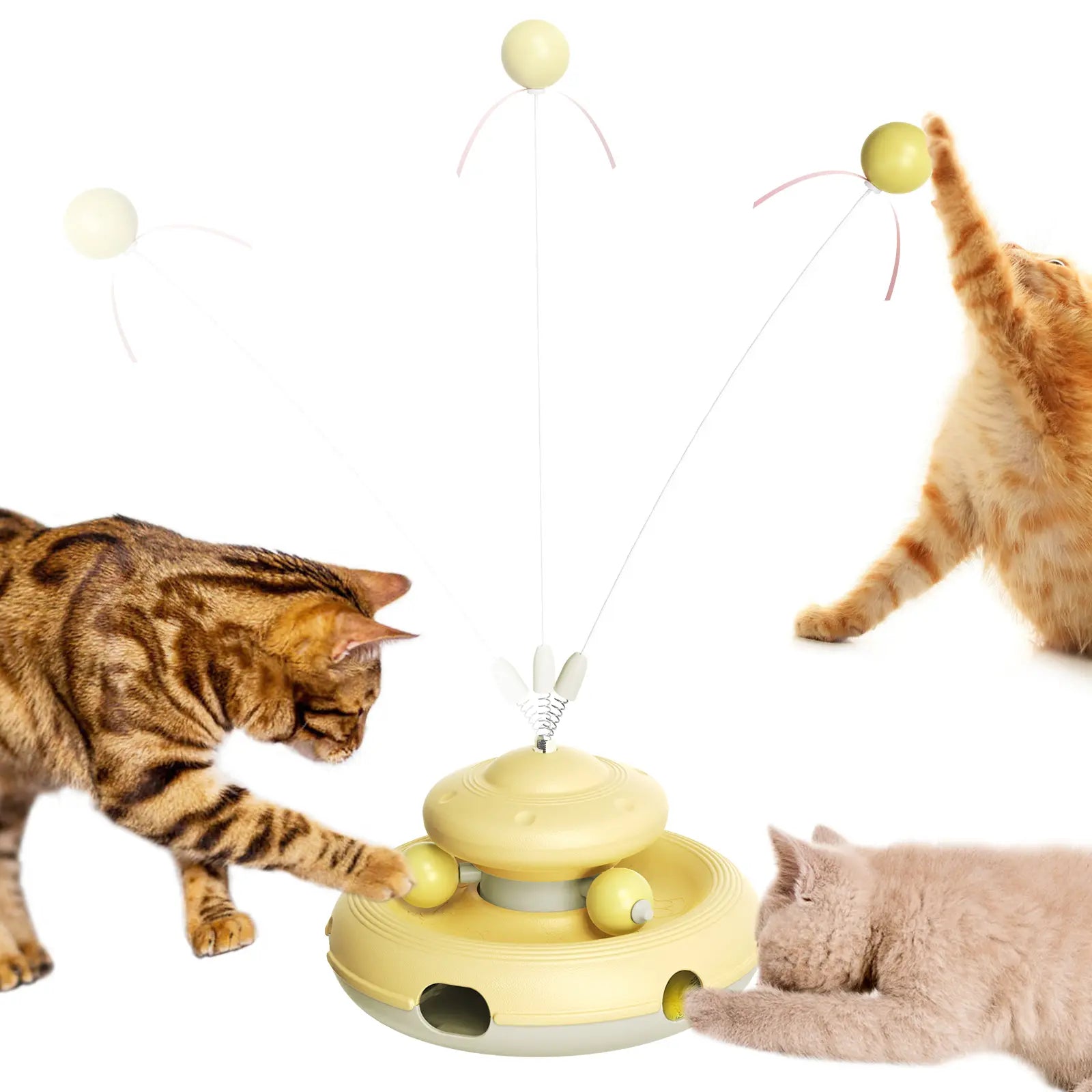 KADTC Interactive Cat Toys for Indoor Cats - Feather Teaser Wand and Tracking Balls for Boredom Relief and Enrichment Activities