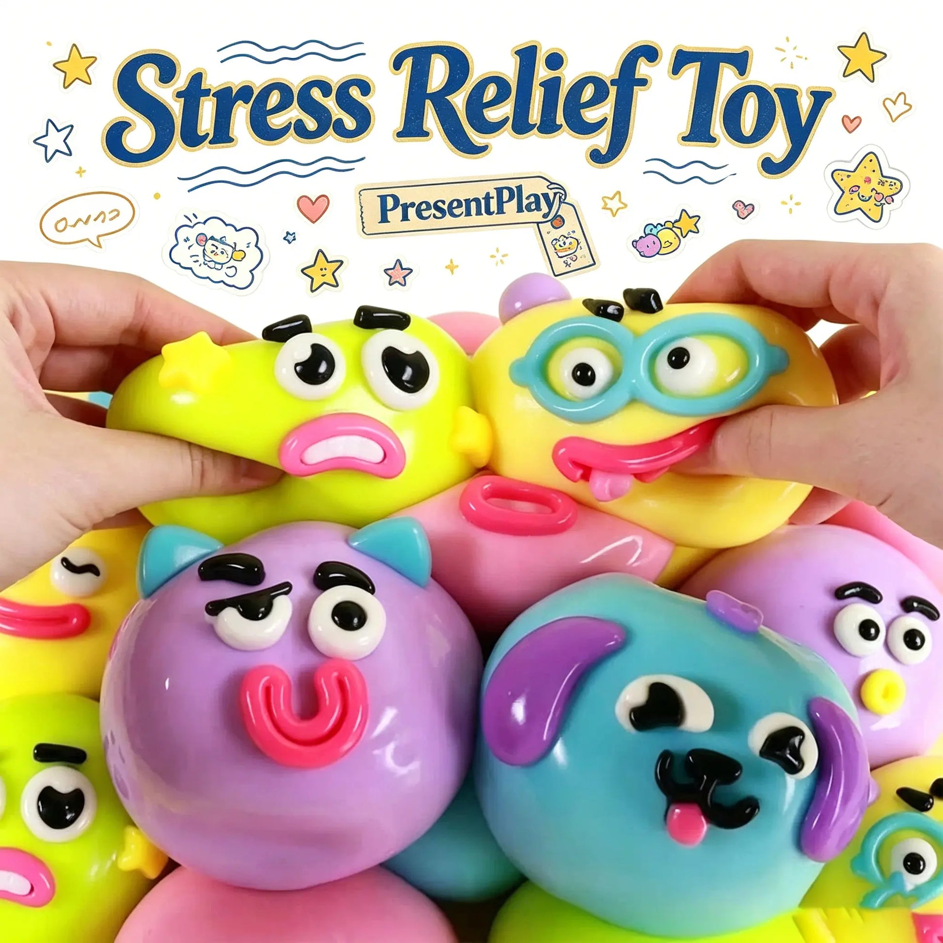 Curiosities Smushers Dog Face Swap Squishy Toy - Soft, Moldable, Slow-Rise Sensory Fidget Toy for Anxiety & Stress Relief, Tactile Play with Interchangeable Faces