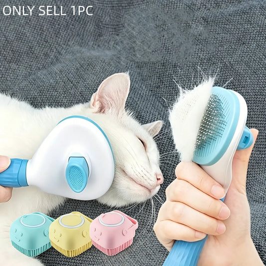 Pet Hair Removal Comb, 1 Count Pet Grooming Brush, Deshedding Tool, One-Click Cleaning Pet Hair Remover, Dog & Cat Grooming Supplies, Dog & Cat Accessories, Groomer Tools