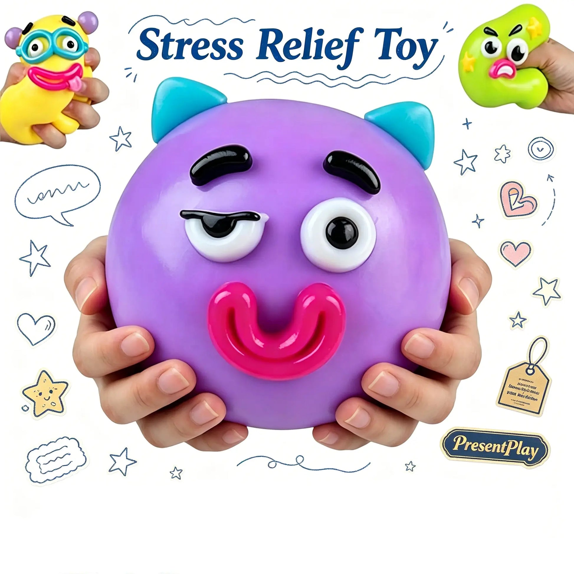 Curiosities Smushers Dog Face Swap Squishy Toy - Soft, Moldable, Slow-Rise Sensory Fidget Toy for Anxiety & Stress Relief, Tactile Play with Interchangeable Faces
