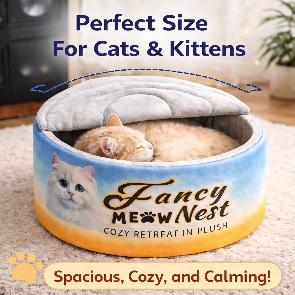 Covered Cat Bed - 19.7" Cozy Hideaway with Soft Lid Design for Indoor Cats and Kittens