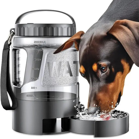 Portable 95oz Dog Water Bowl Dispenser - Ideal Travel Water Bottle for Outdoor Activities, Camping, Hiking, and Walking Essentials