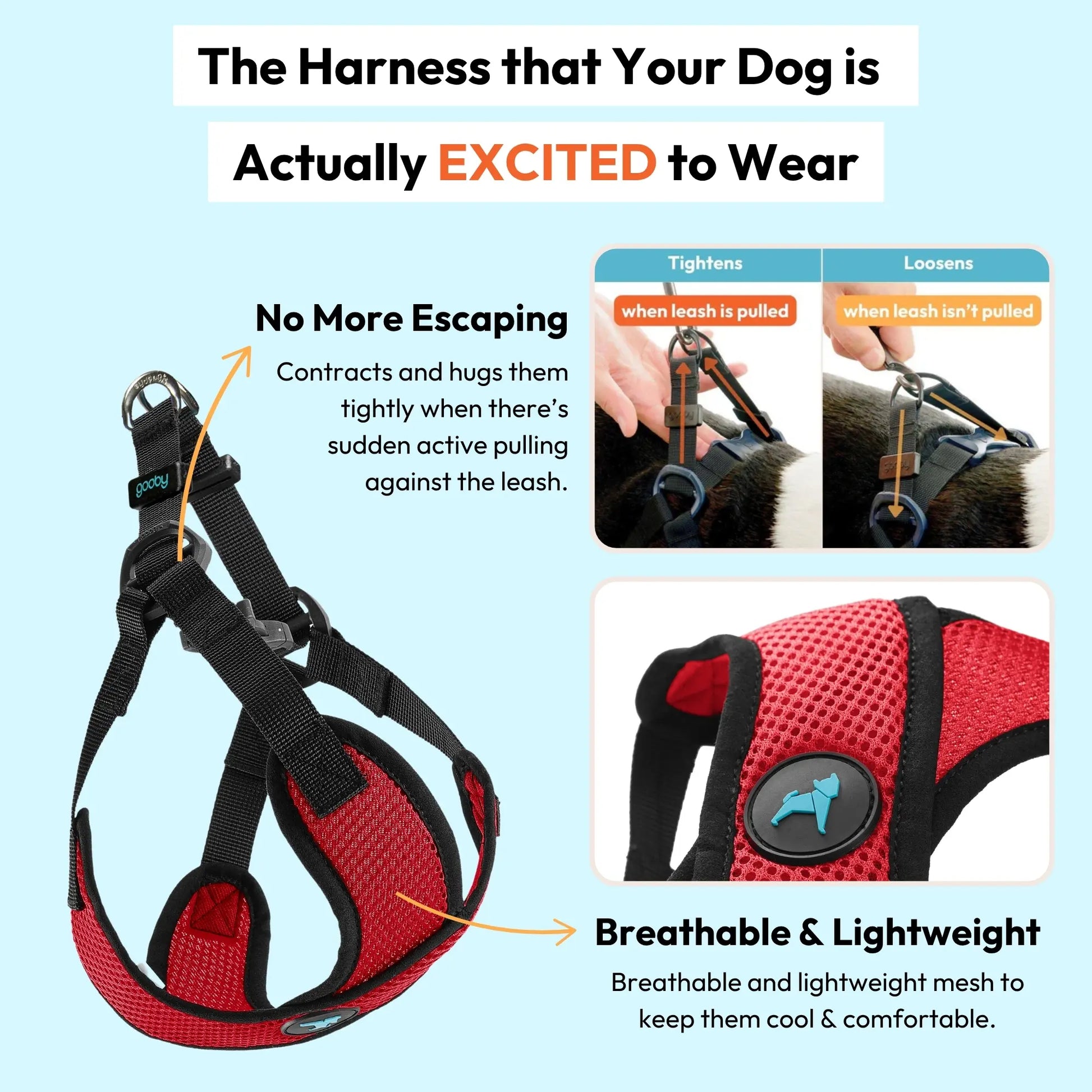 Gooby Comfort X Step-In Lite Dog Harness - Premium No-Escape, Choke-Free Design for Toy Breeds and Small to Medium Dogs - Ultra-Lightweight, Breathable Mesh, Quick-Dry, and Machine Washable