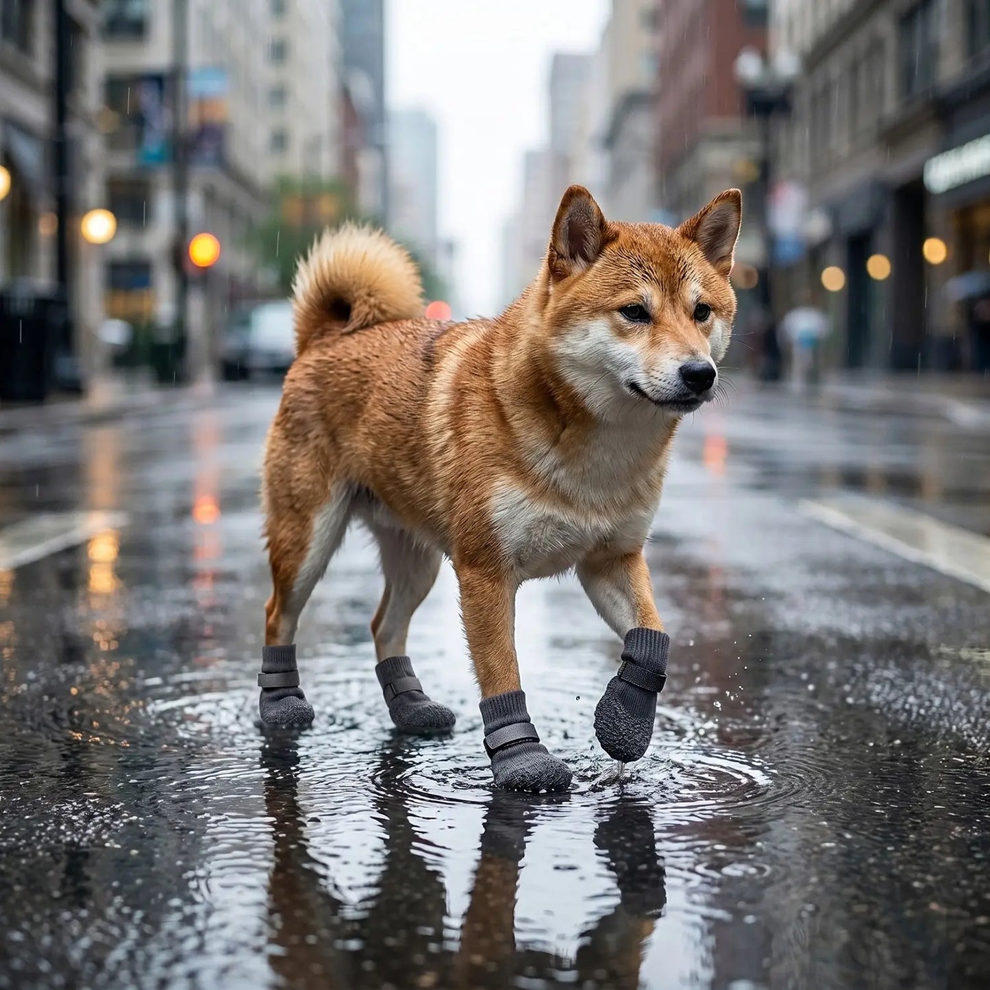 4Pcs Dog Boots, Non-Slip Soft Sole Durable Pet Shoes, Puppy Shoes, Waterproof for Shiba Inu, Poodle, Corgi, outside Outdoor Rainy Day Pet Footwear