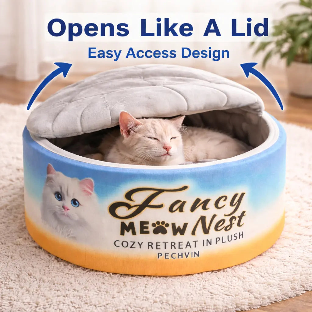Covered Cat Bed - 19.7" Cozy Hideaway with Soft Lid Design for Indoor Cats and Kittens