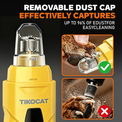 TIKOCAT Pet Nail Grinder,Ultra Quiet Electric Grooming Tool with 4 LED Lights, Safe & Stress-Free for Sensitive Dogs Cats of All Breeds & Sizes, 3 Grinding Bits, 6-Speed,Pet Nail Trimmers, Rechargeable Painless Grooming Trimmer with Dust Cup (Yellow)