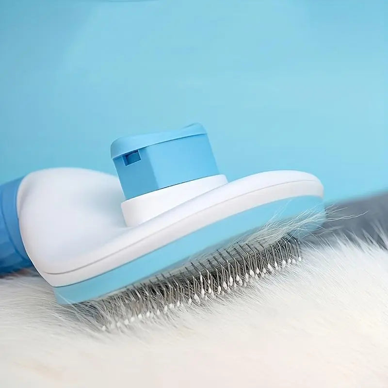 Pet Hair Removal Comb, 1 Count Pet Grooming Brush, Deshedding Tool, One-Click Cleaning Pet Hair Remover, Dog & Cat Grooming Supplies, Dog & Cat Accessories, Groomer Tools