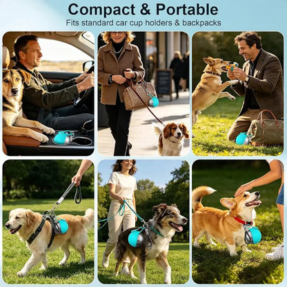 Portable 2-In-1 Dog Water Bottle with Stainless Steel Dispenser and Silicone Bowl, 10oz Leak-Proof Design for Travel, Hiking, and Walking