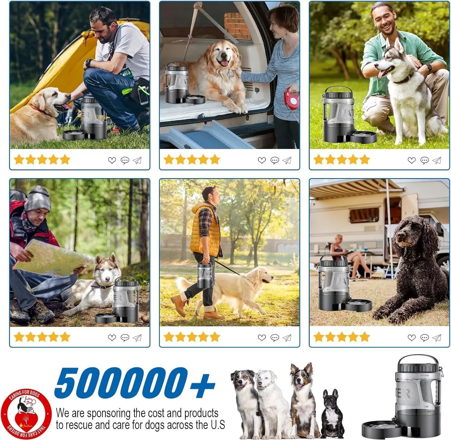 Portable 95oz Dog Water Bowl Dispenser - Ideal Travel Water Bottle for Outdoor Activities, Camping, Hiking, and Walking Essentials